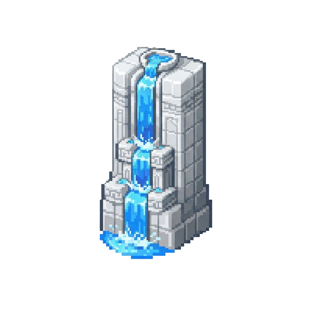 A Towering White Tiled Pillar Waterfall