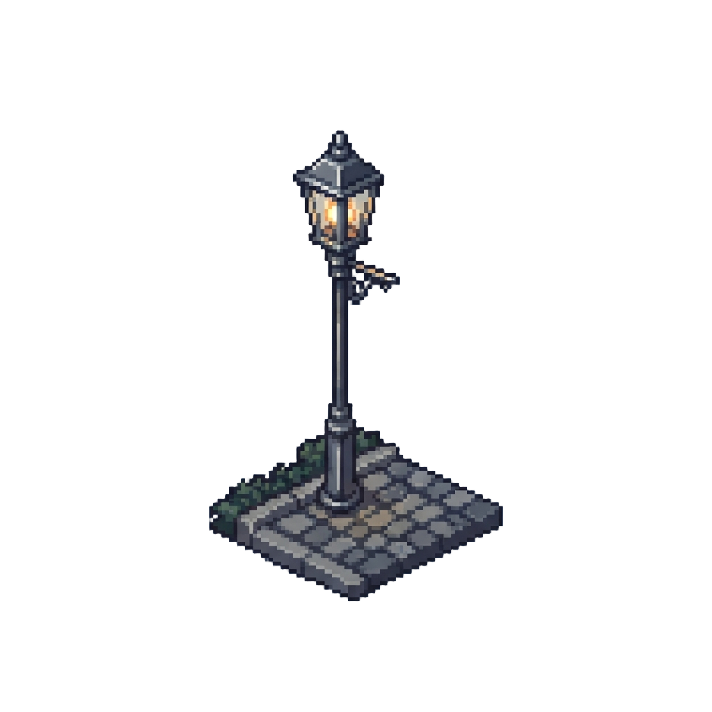 A Flickering Streetlamp Over a Quiet Driveway