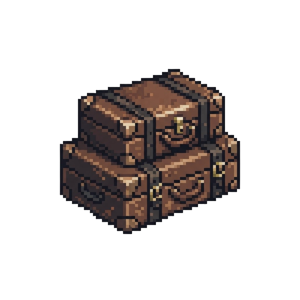 A Stack of Old Leather Suitcases