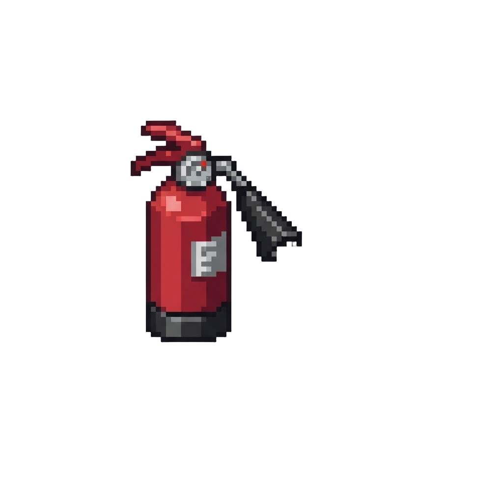 A Fire Extinguisher Spraying Fog Across the Hallway