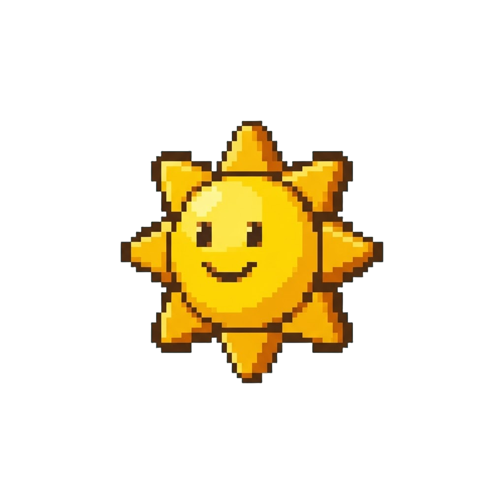 A Smiling Cutout Cartoon Sun in the Sky