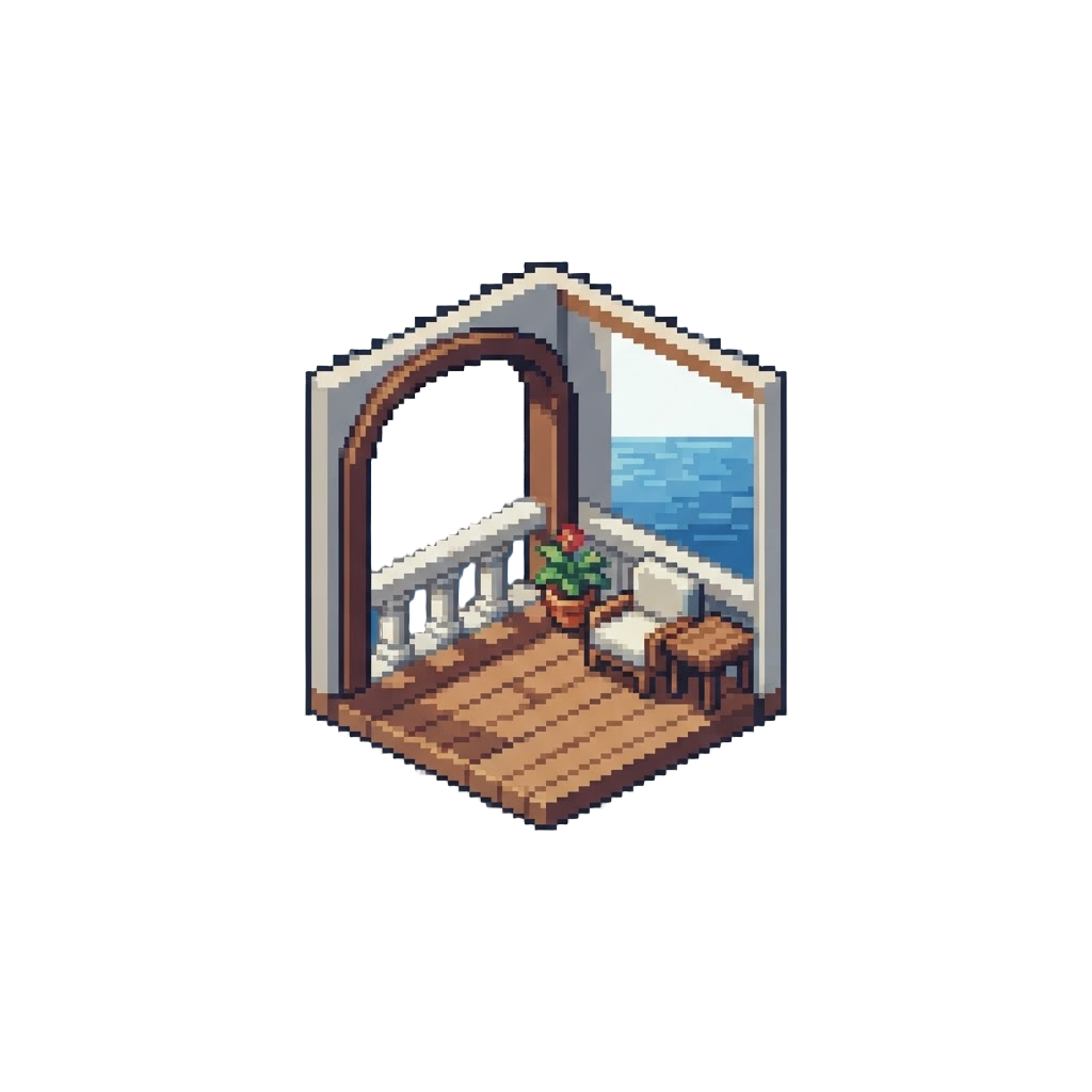 A Serene Indoor Ocean Balcony
