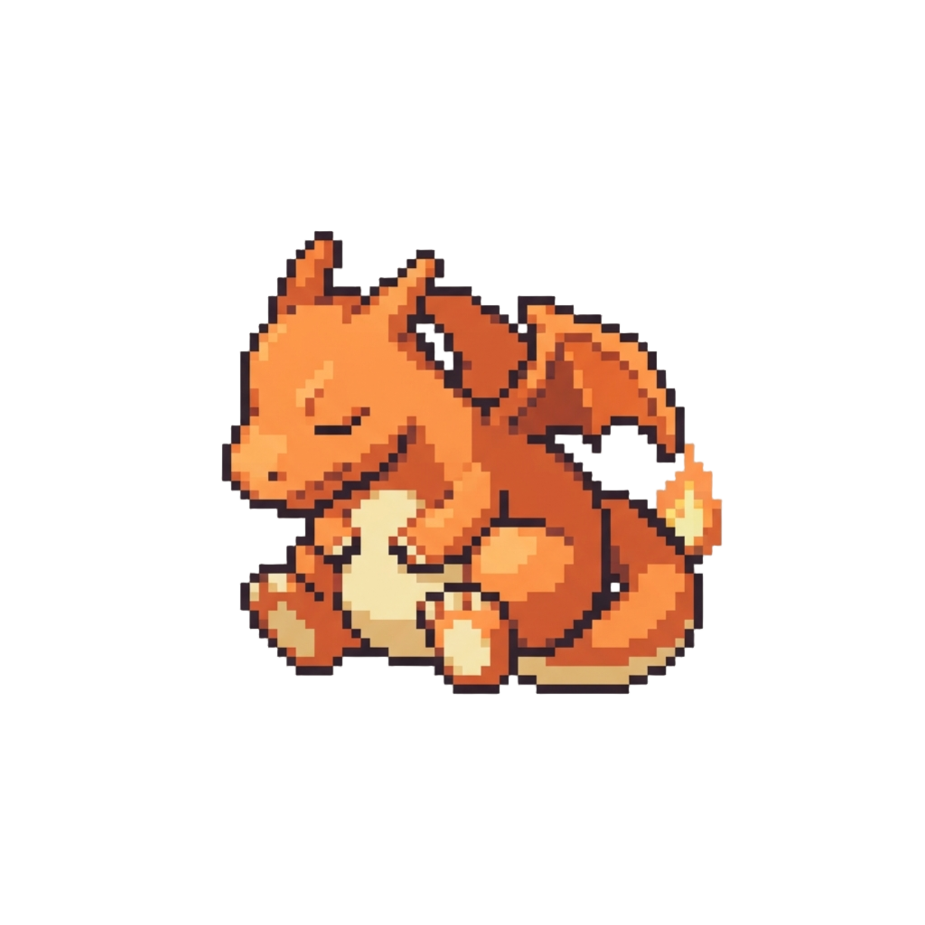 A Sleeping Micro Charizard Figure