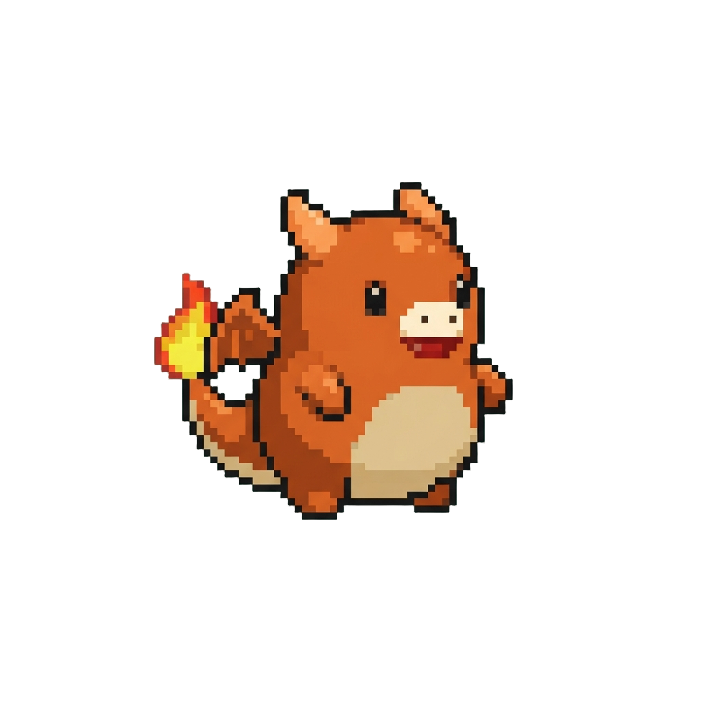 A Tiny Round Chibified Charizard Bean