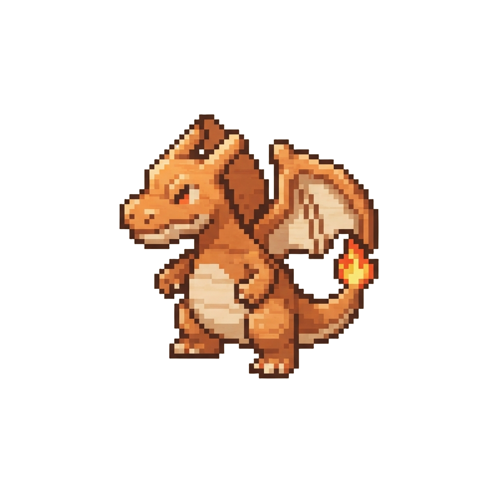 A Flat Wooden Mini Charizard Cutout