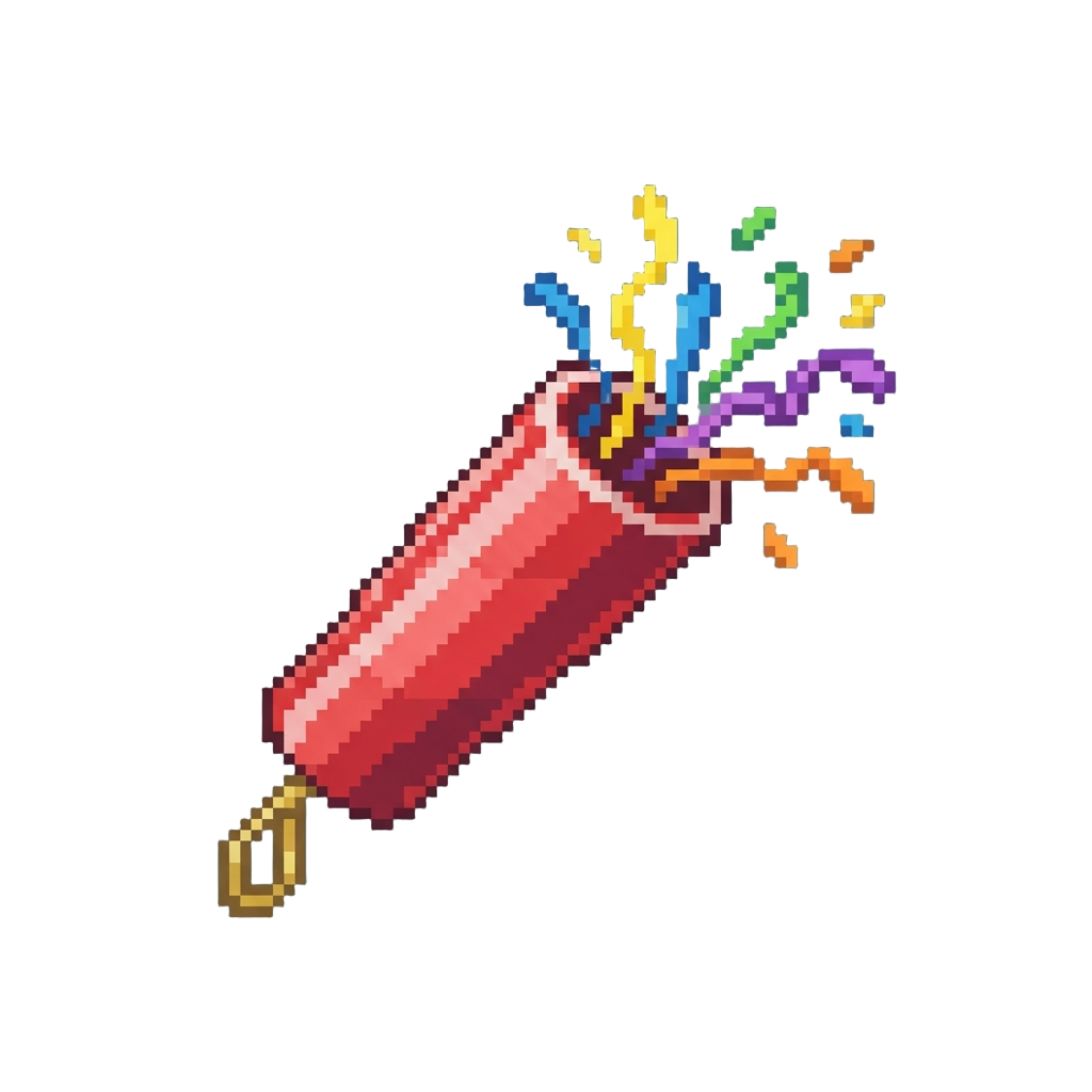 A Surprise Party Cracker Exploding with Paper Confetti