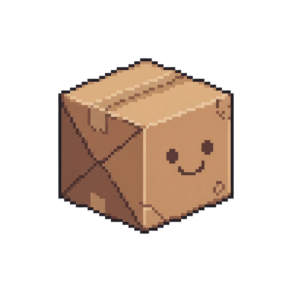 An Empty Cardboard Box with a Funny Face Drawn on It