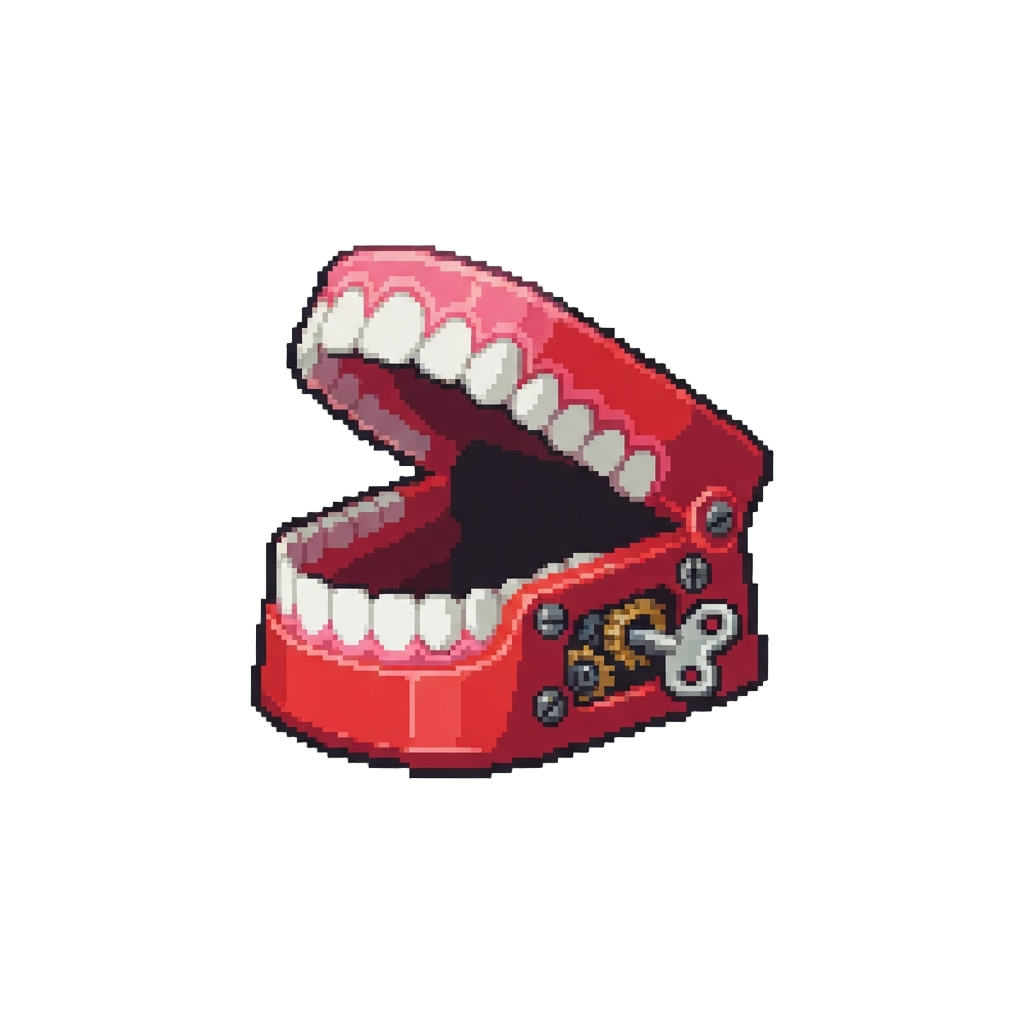 A Giant Wind-up Chatter Teeth Toy Snapping Open