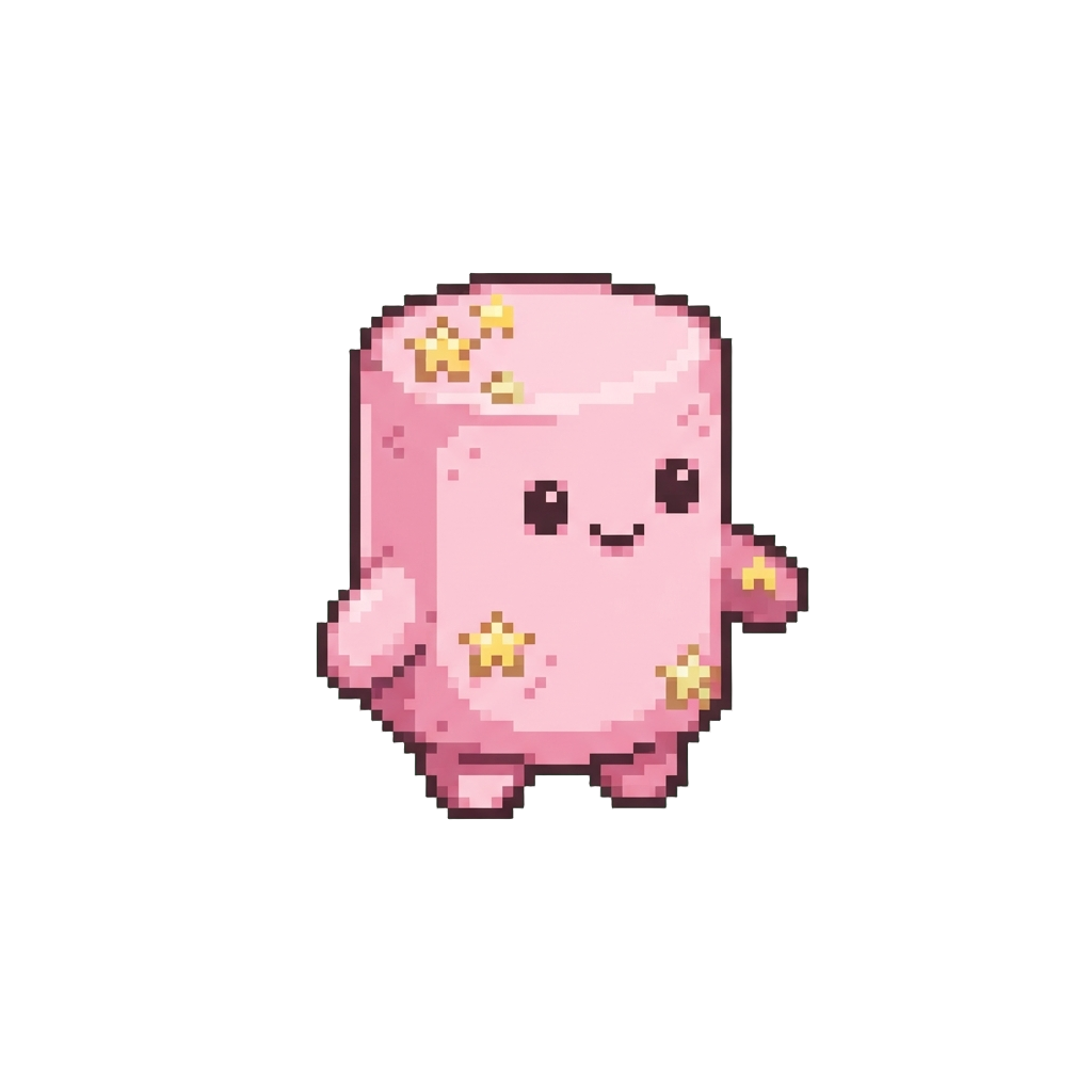 A Pastel Pink Marshmallow Buddy Wearing Tiny Stars