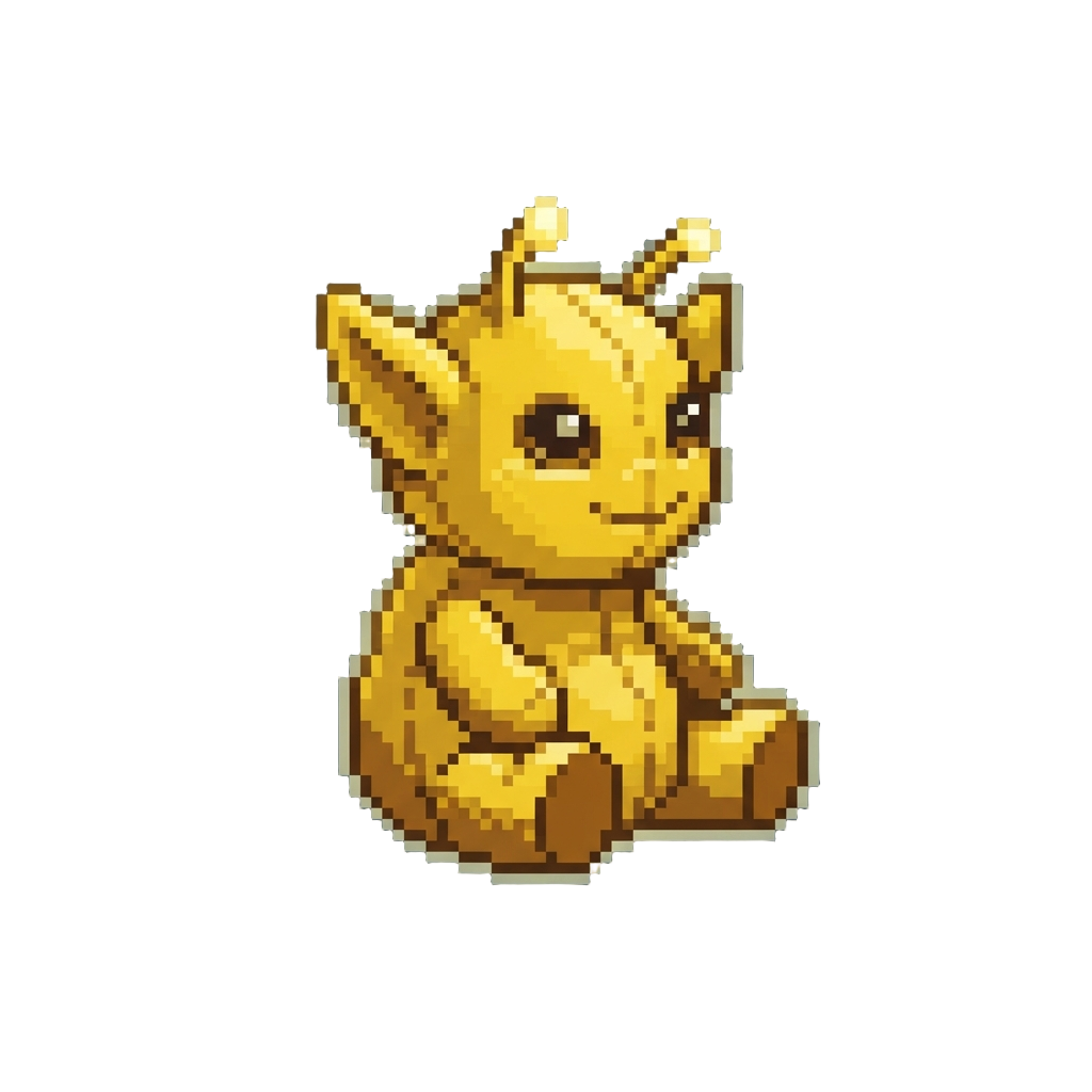 A Glowing Golden Plush Alien Friend