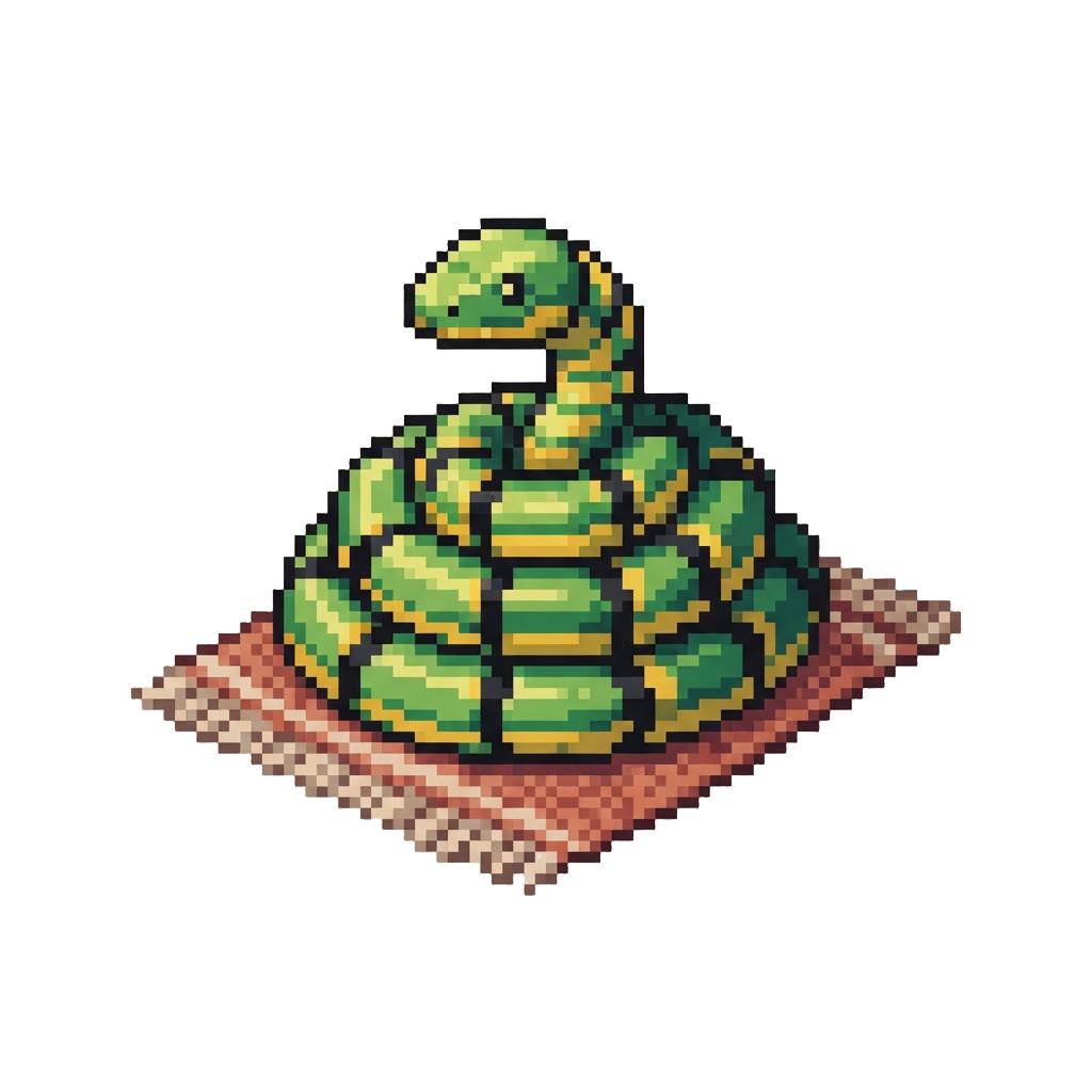 A Funny Prank Fake Snake Coiled on the Rug