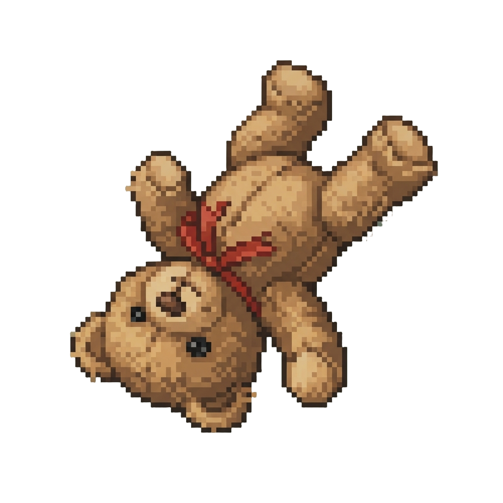 A Forgotten Plush Teddy Bear Leaning Upside Down