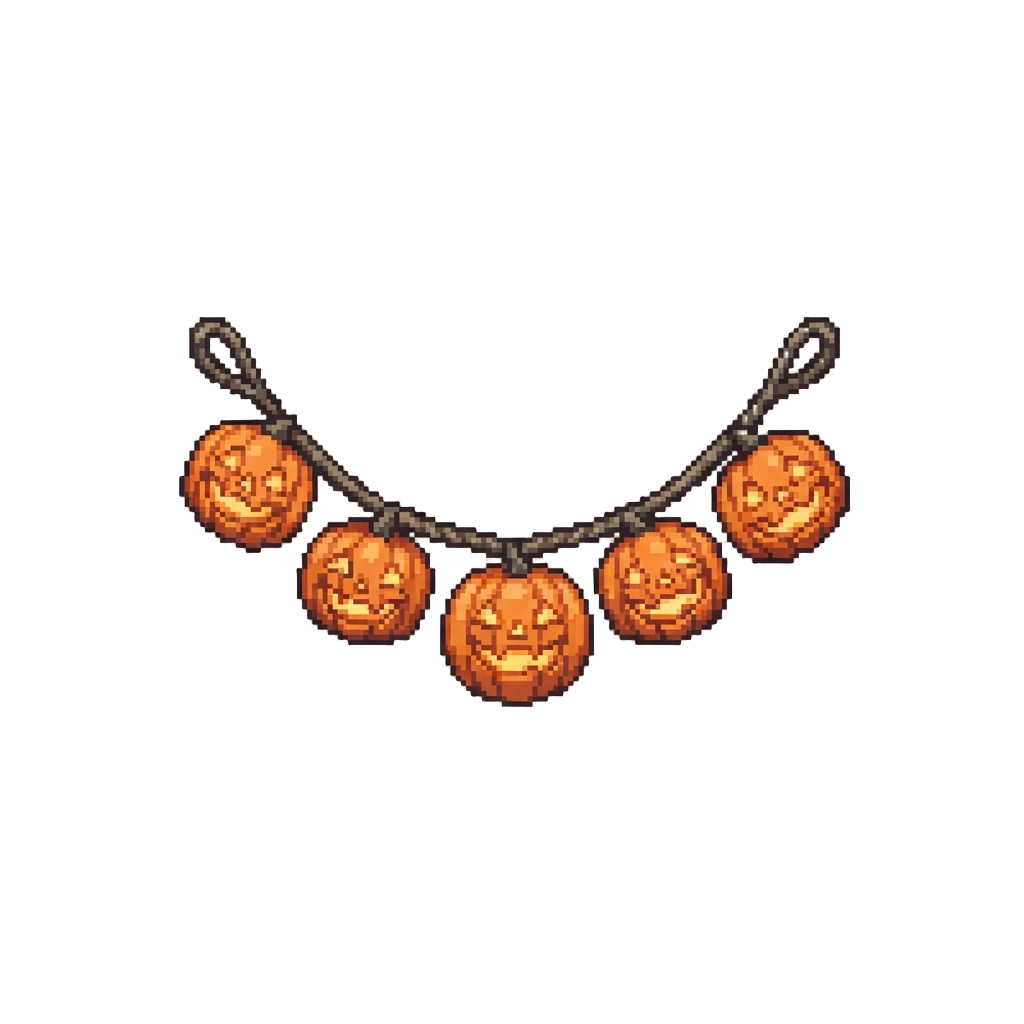A String of Laughing Pumpkin Jack-o'-lantern Lanterns