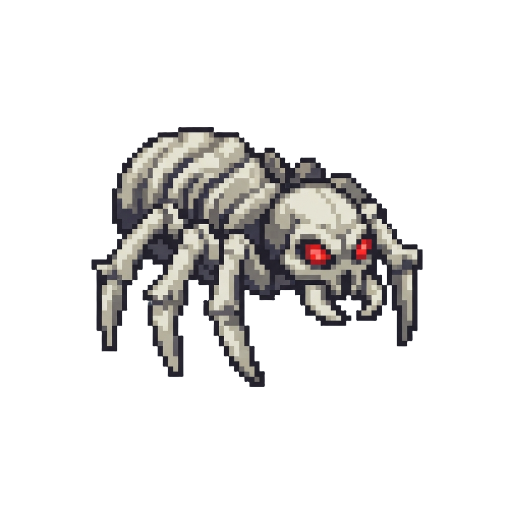 A Towering Giant Glowing-eyed Skeleton Spider