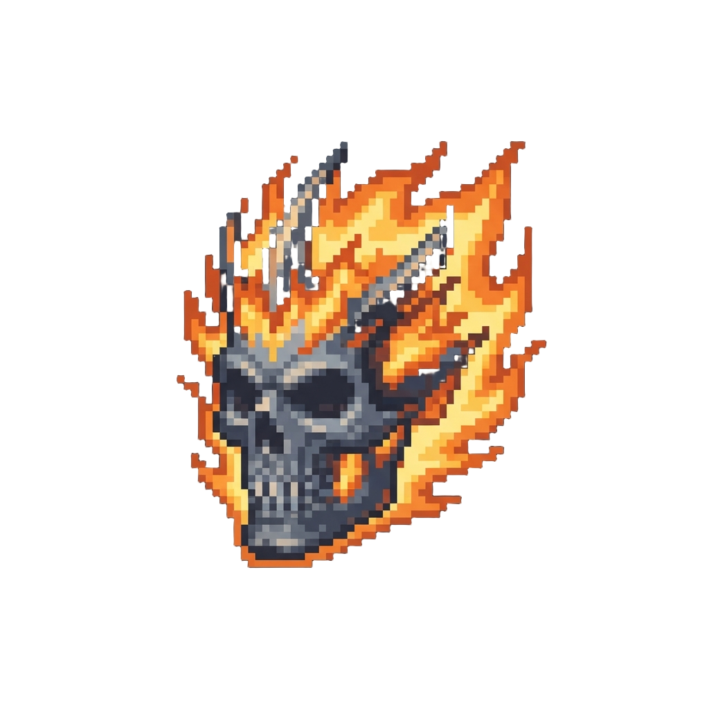 A Fiery Crest Burst in the Shape of a Blazing Skull
