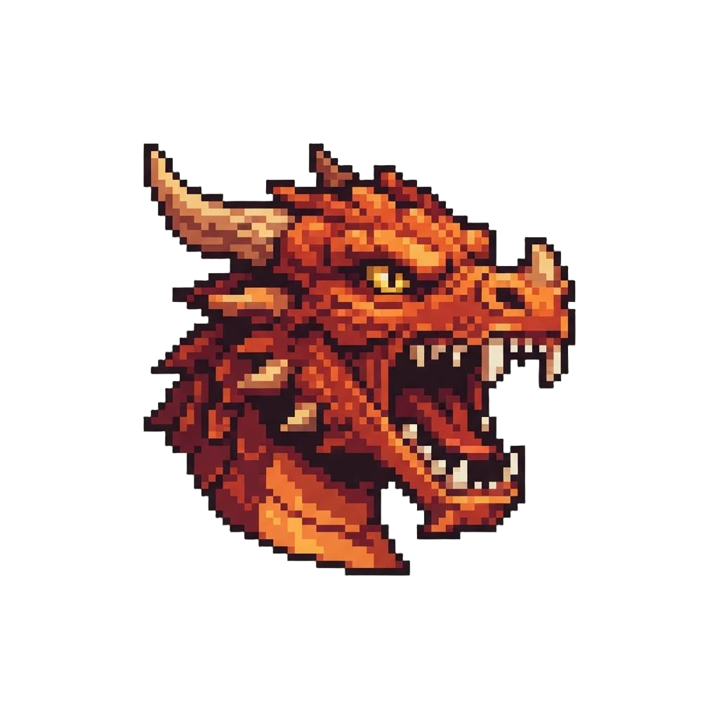 A Roaring Dragon Face with Jagged Teeth