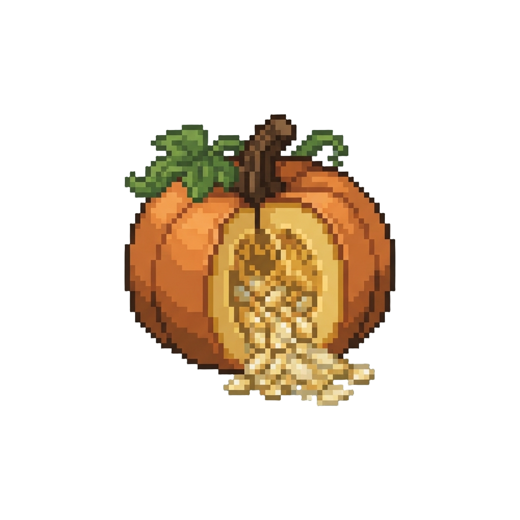 A Split-open Pumpkin Spilling Mushy Seeds