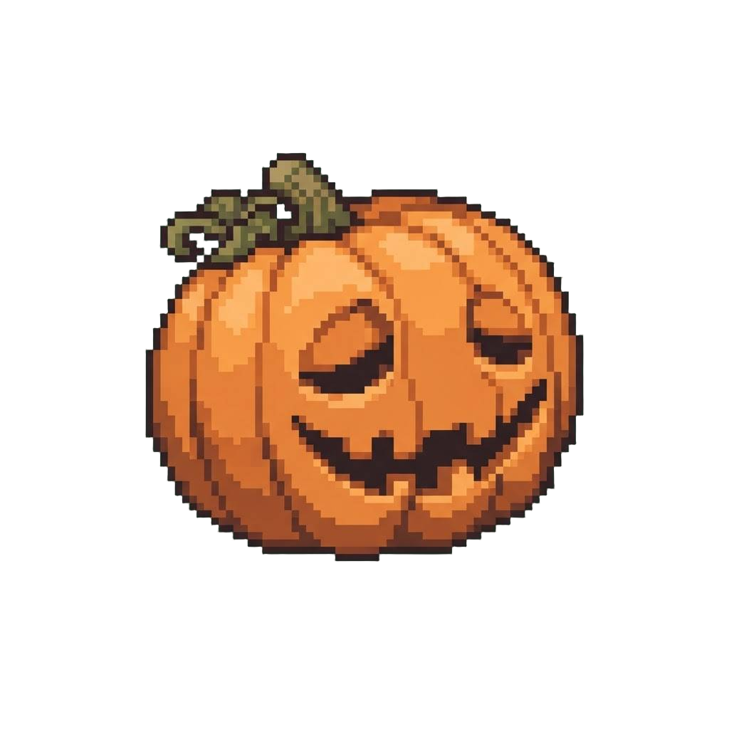A Sleepy-eyed Grinning Pumpkin Face