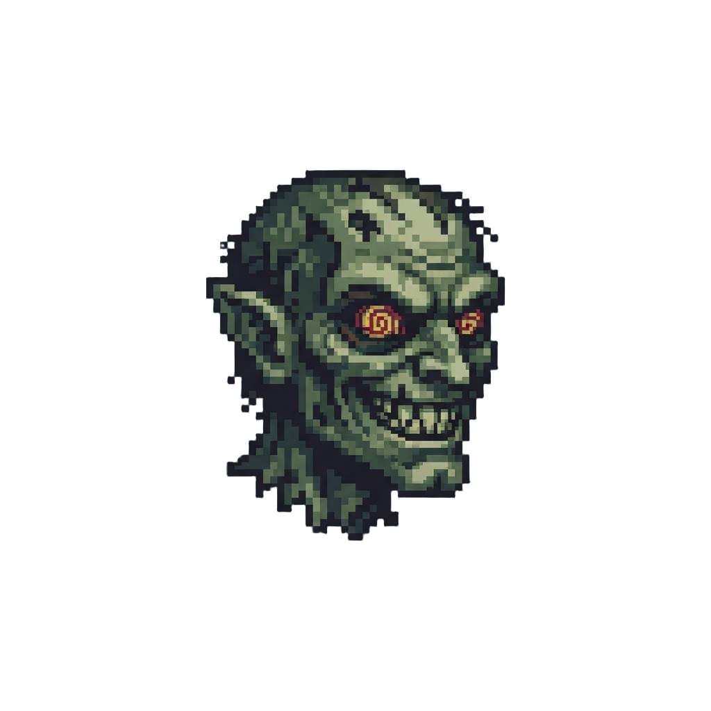A Wicked Grinning Ghoul with Swirling Eyes