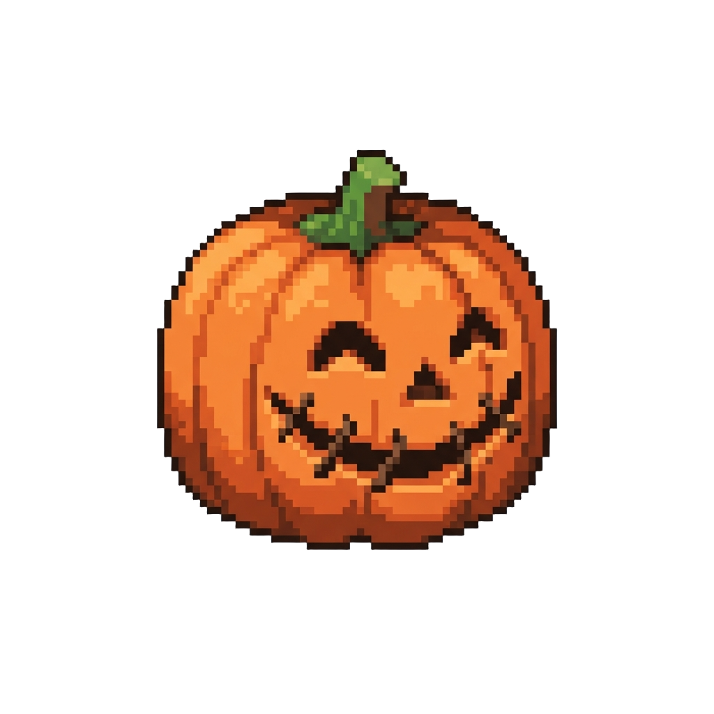 A Cheerful Stitched-lip Jack-o'-lantern