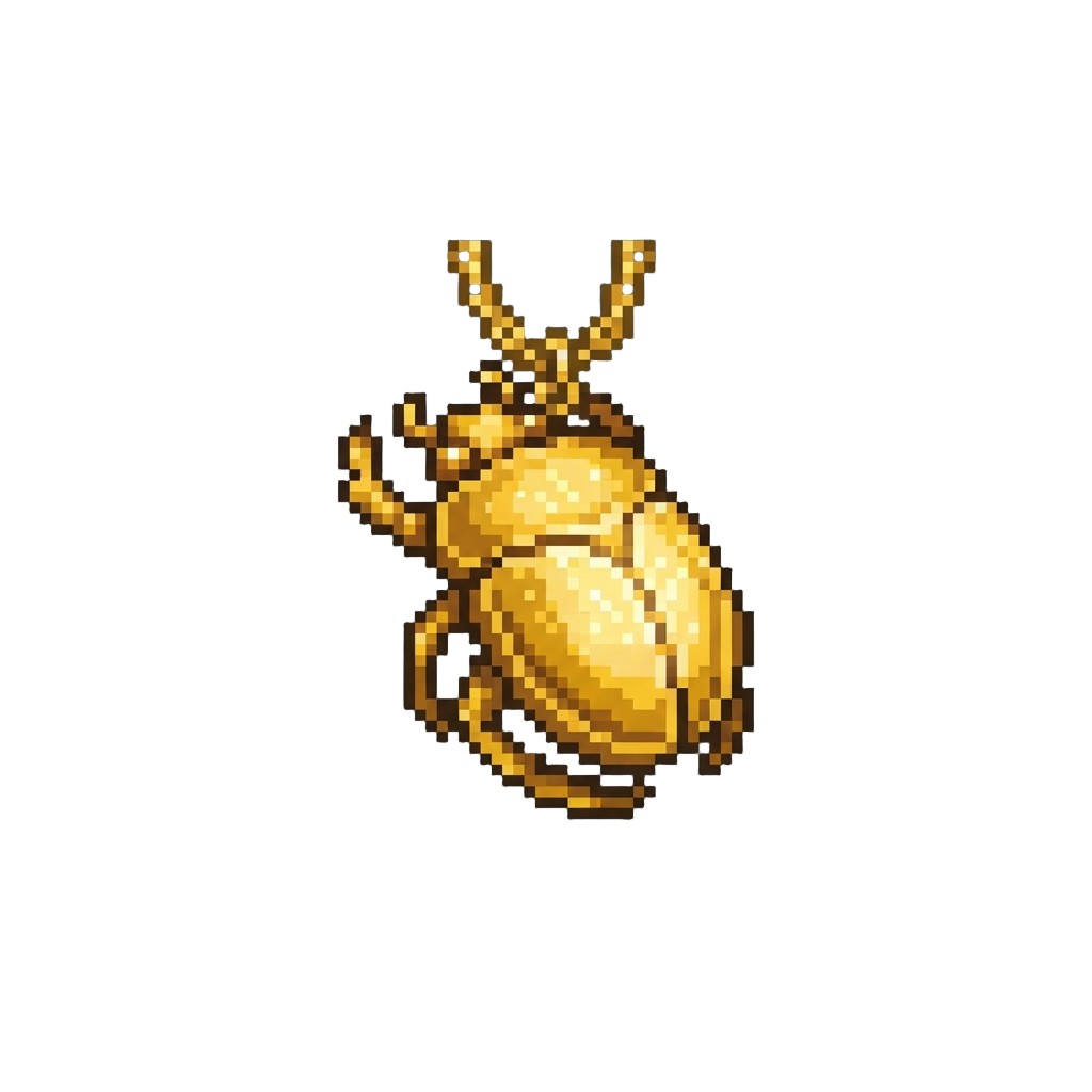 A Glowing Golden Scarab Amulet