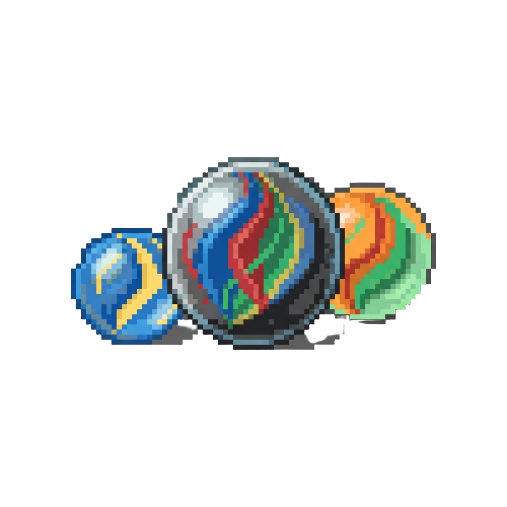 A Set of Vintage Colorful Marbles
