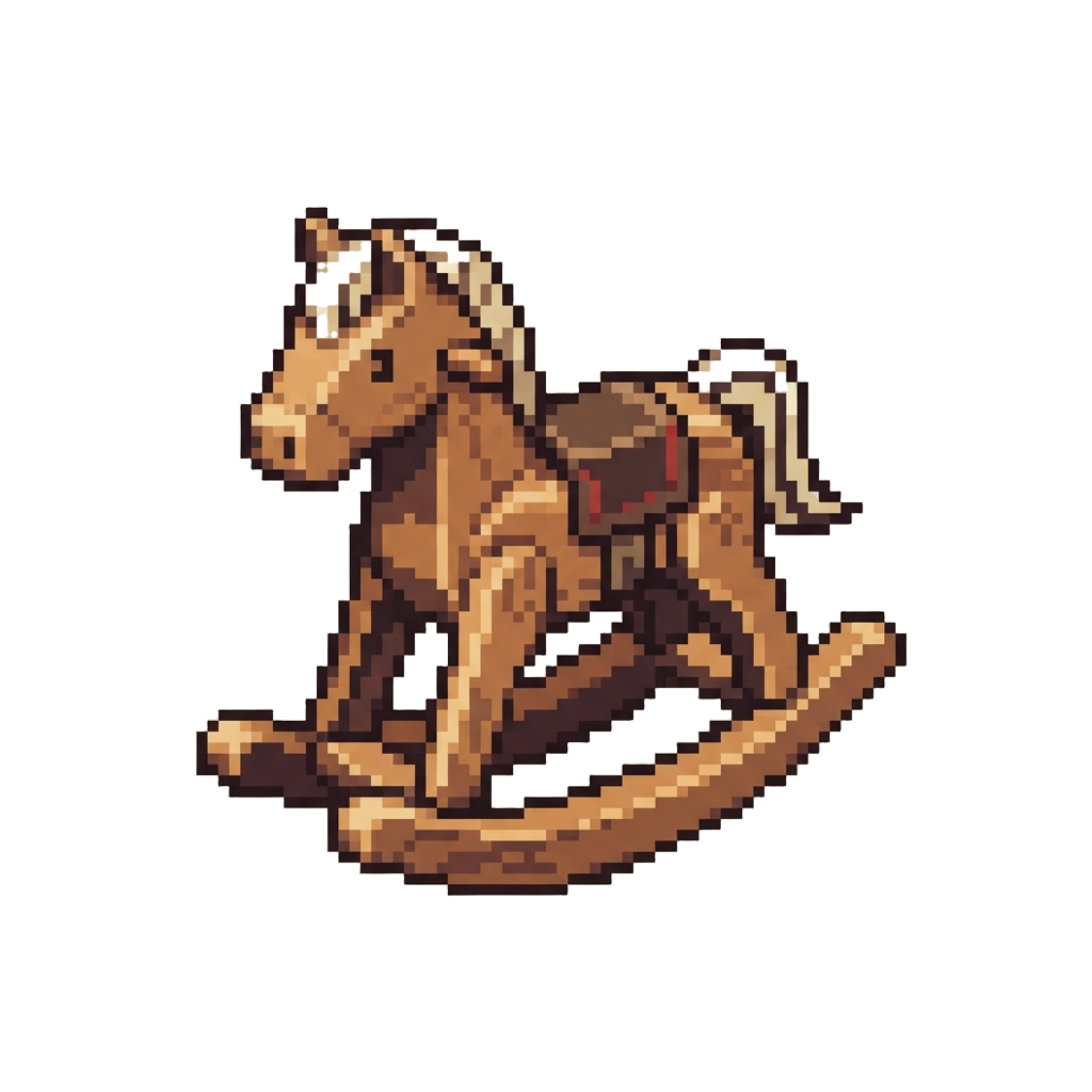 A Vintage Wooden Rocking Horse Figurine