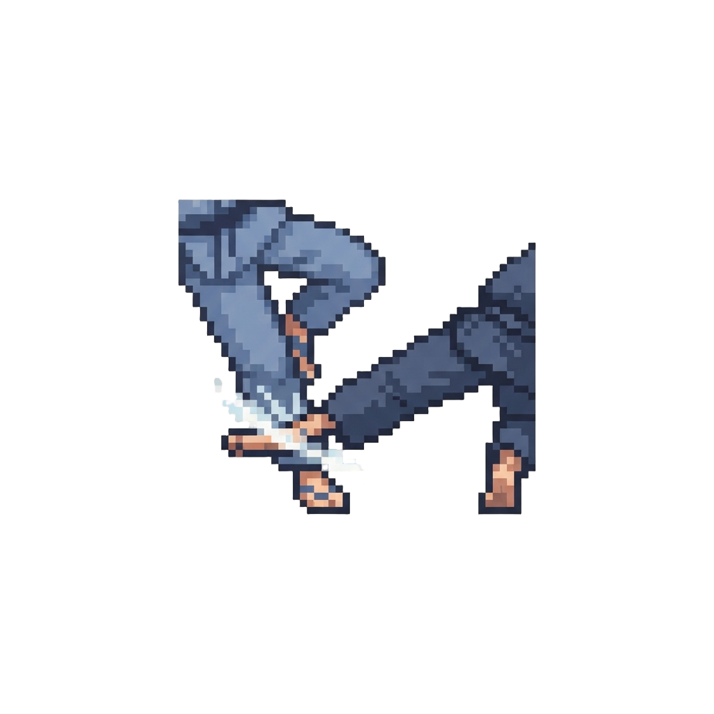 A Lightning-fast De Ashi Barai Foot Sweep Snapping Both Legs Out