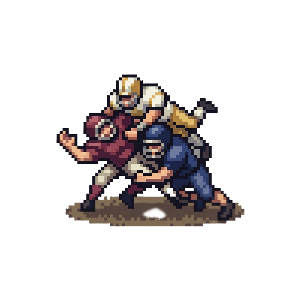 A Clunky Duck-under Tackle Ending in a Messy Pile-up
