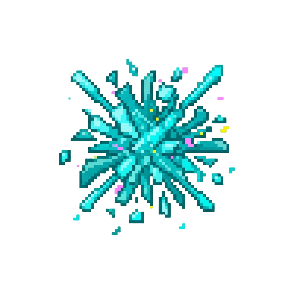 A Cyan Pixel Confetti Burst
