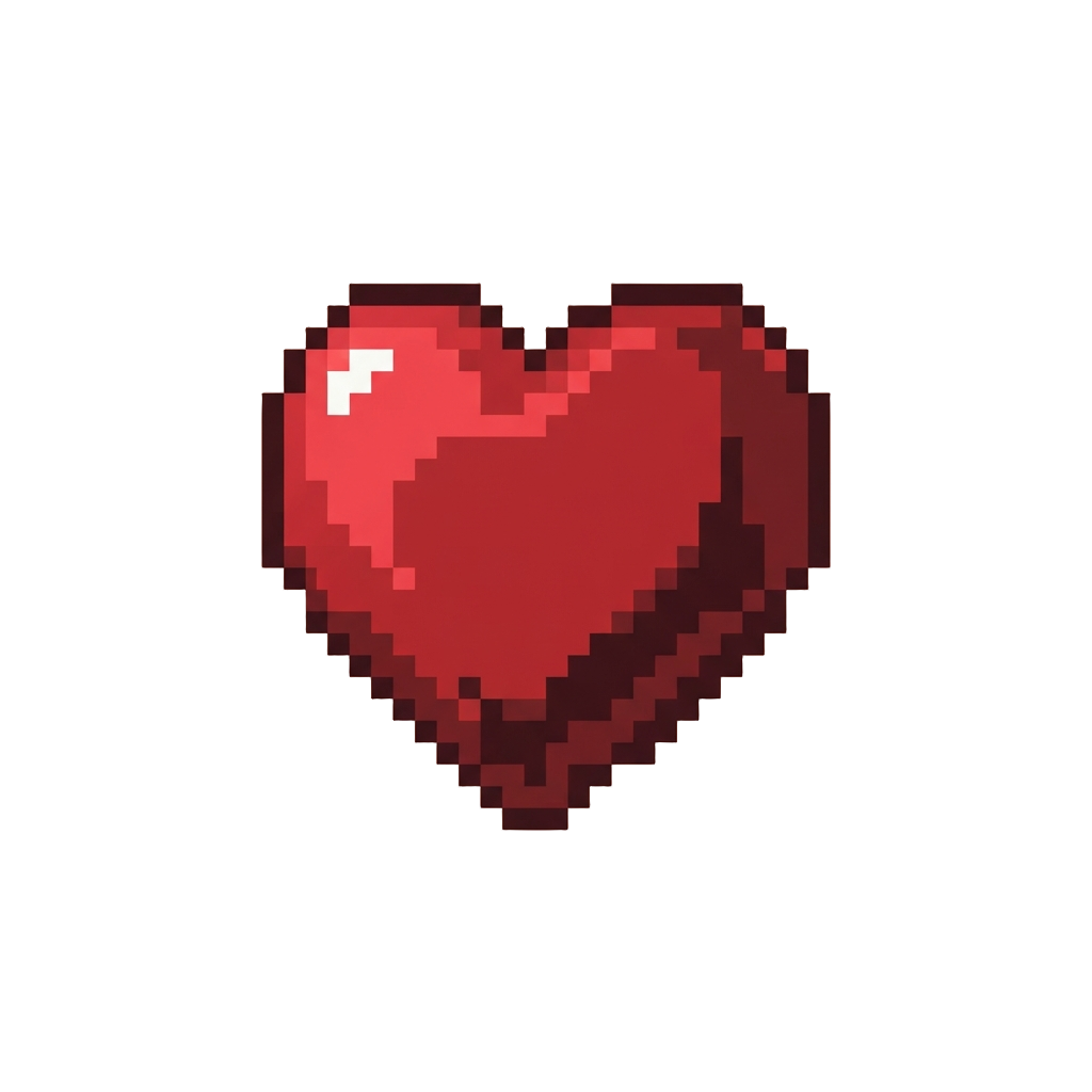 A Glowing Pixel Extra-life Heart