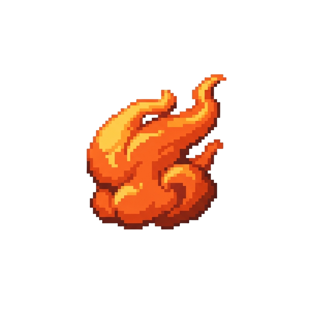 A Fiery Orange Pixel Smoke