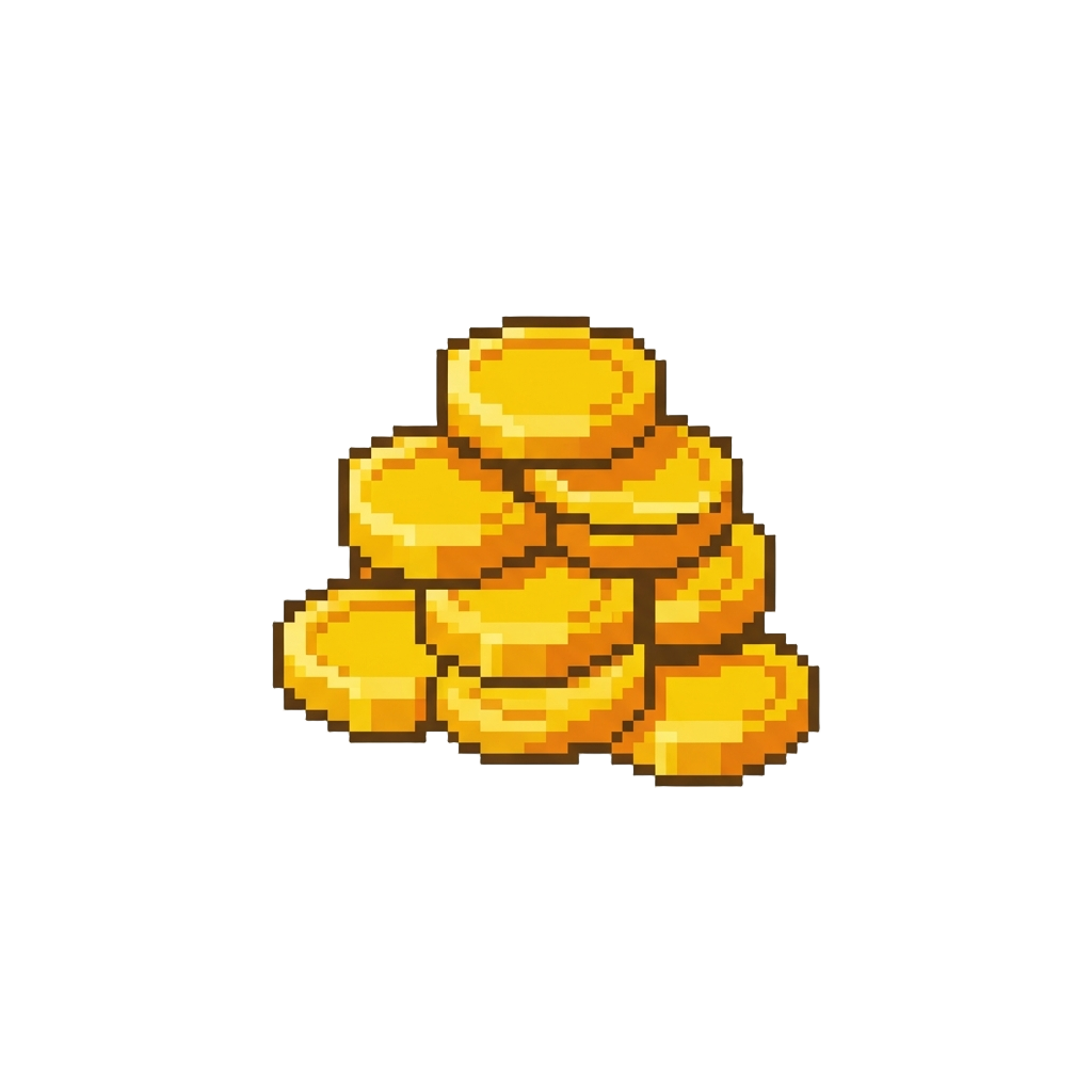 A Golden Pixel Coin Pile