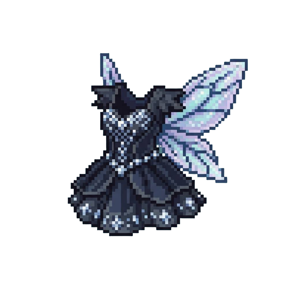 A Diamond-encrusted Dark Fairy Outfit with Shimmering Wings