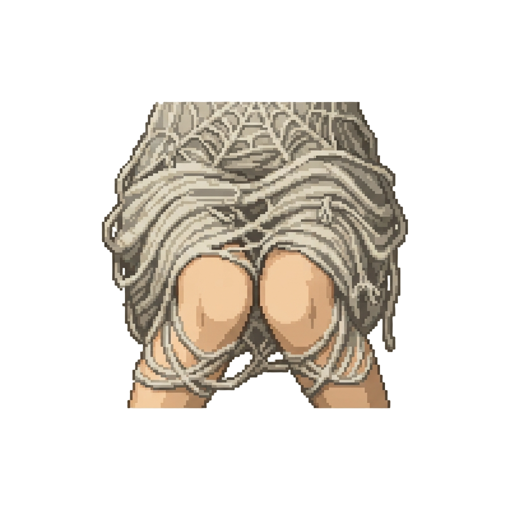 A Tangled Yarn Spiderweb Dress Stuck to Her Knees