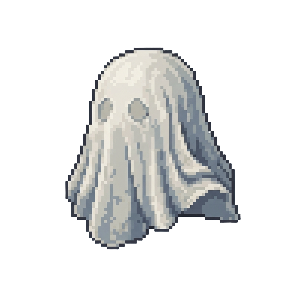 A Droopy Trashbag Ghost Sheet Covering Her Face