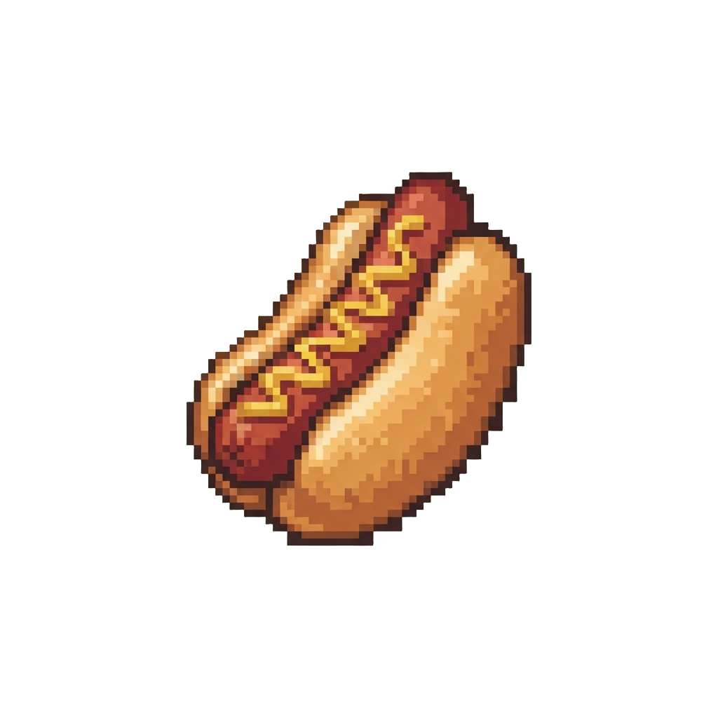 An Oversized Hotdog Outfit with Mustard Drizzle Pattern