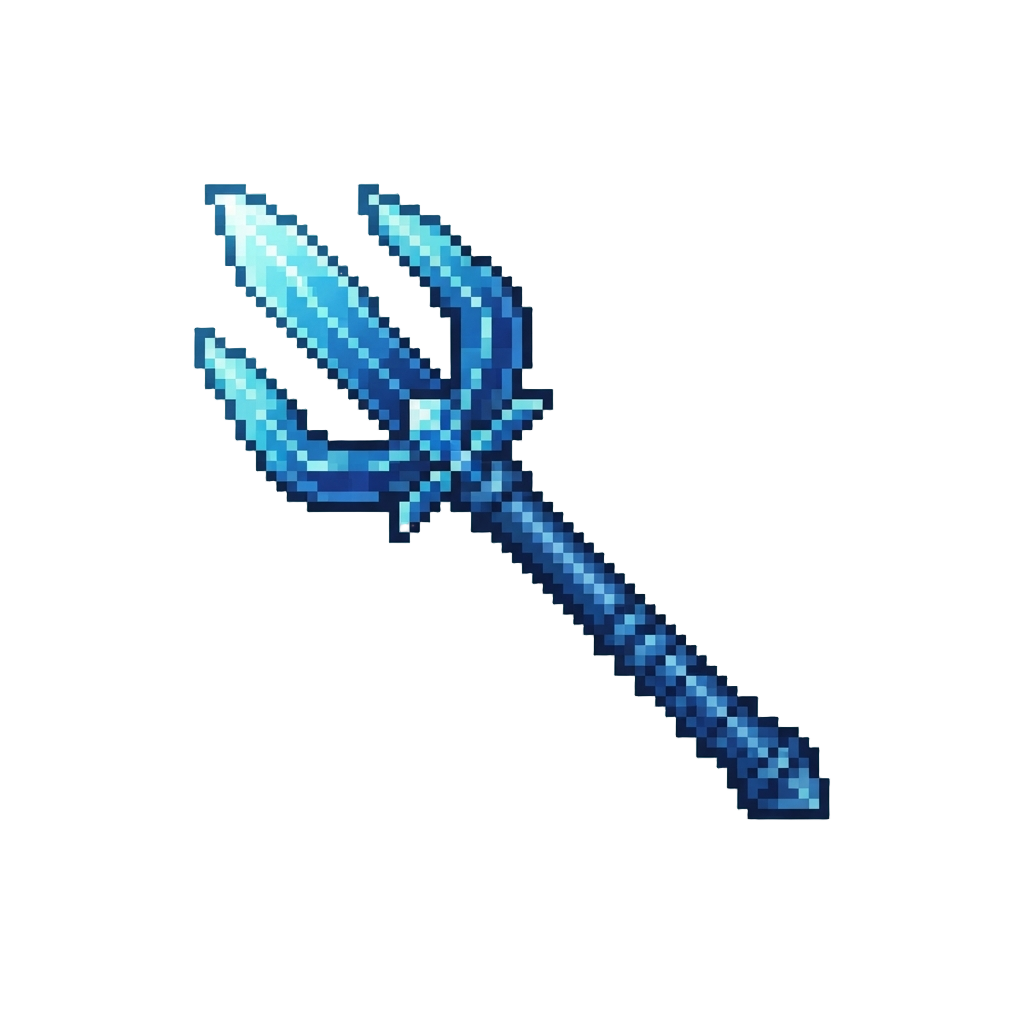 A Glowing Blue Crystal Trident