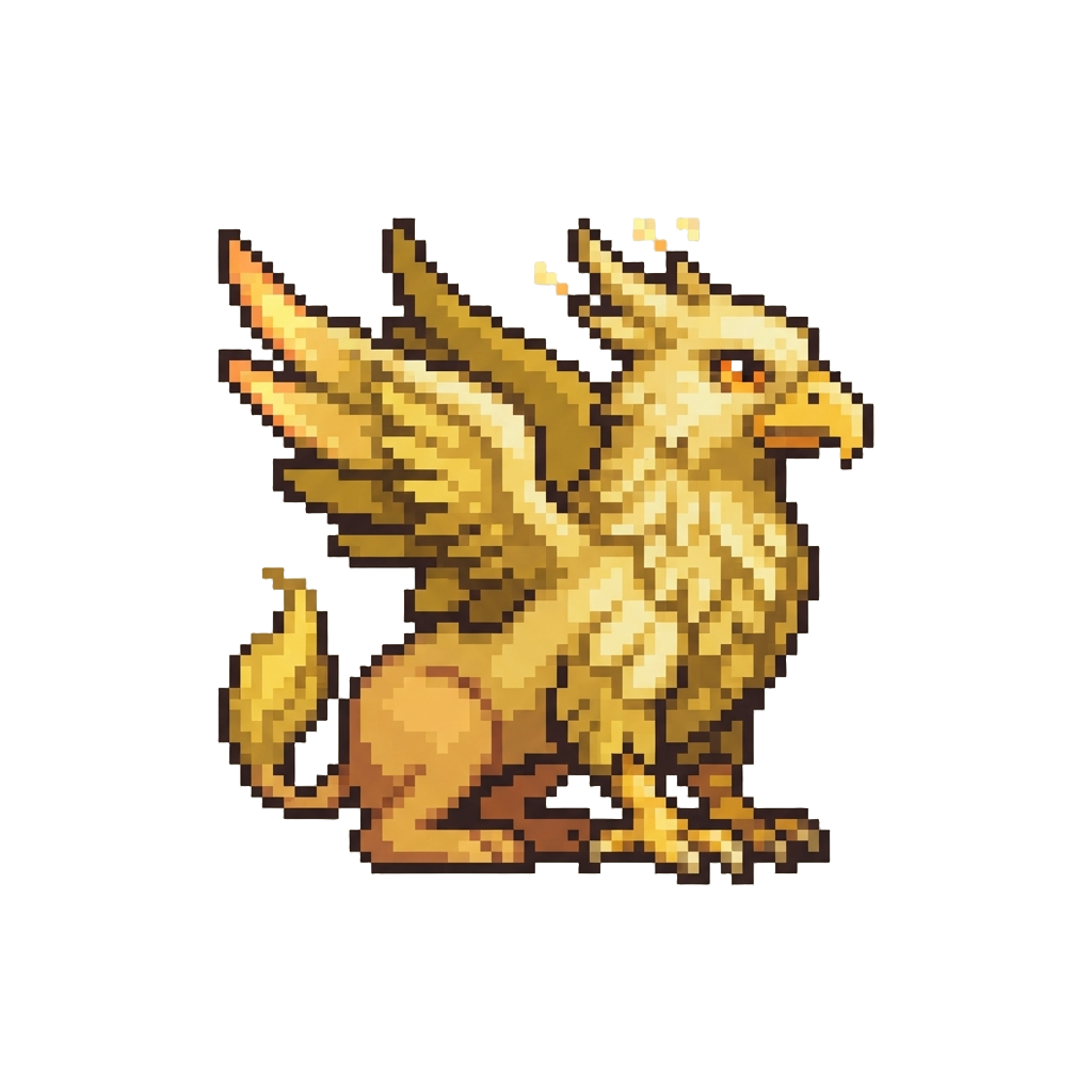 A Radiant Solar Griffin with Golden Feathers