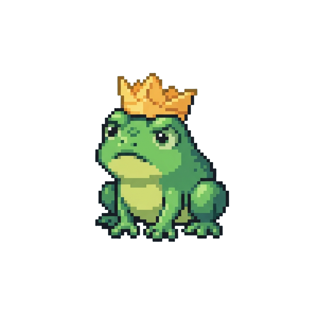 A Tiny Confused Frog Wearing a Paper Crown