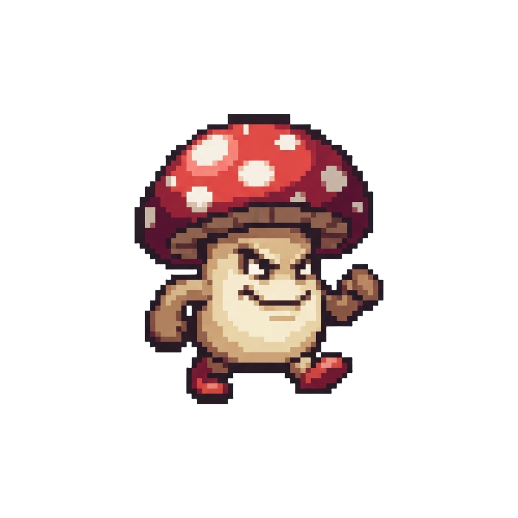 A Walking Mushroom with a Mischievous Grin