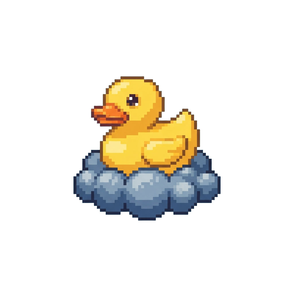 A Squeaking Rubber Duckie Floating on a Small Storm Cloud
