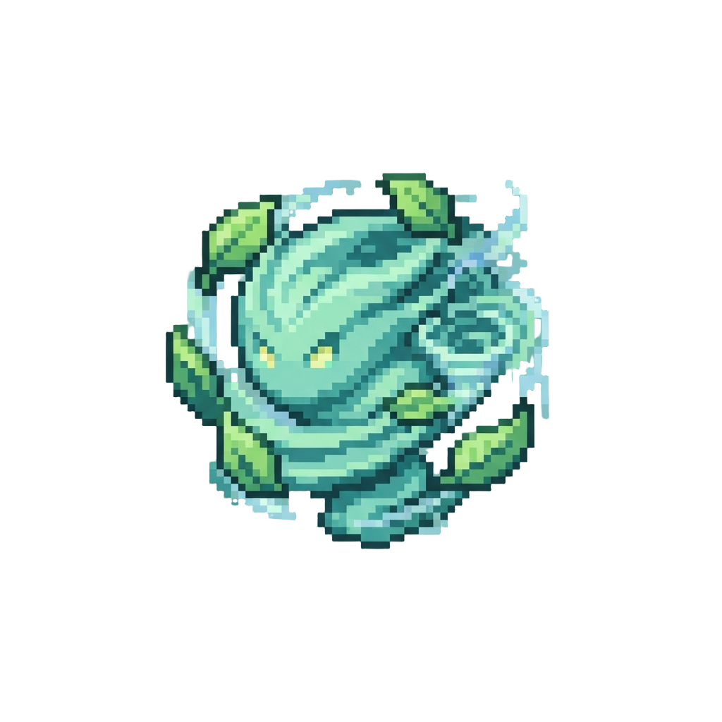 A Spirited Wind Sprite Spinning with Leafy Gust Magic