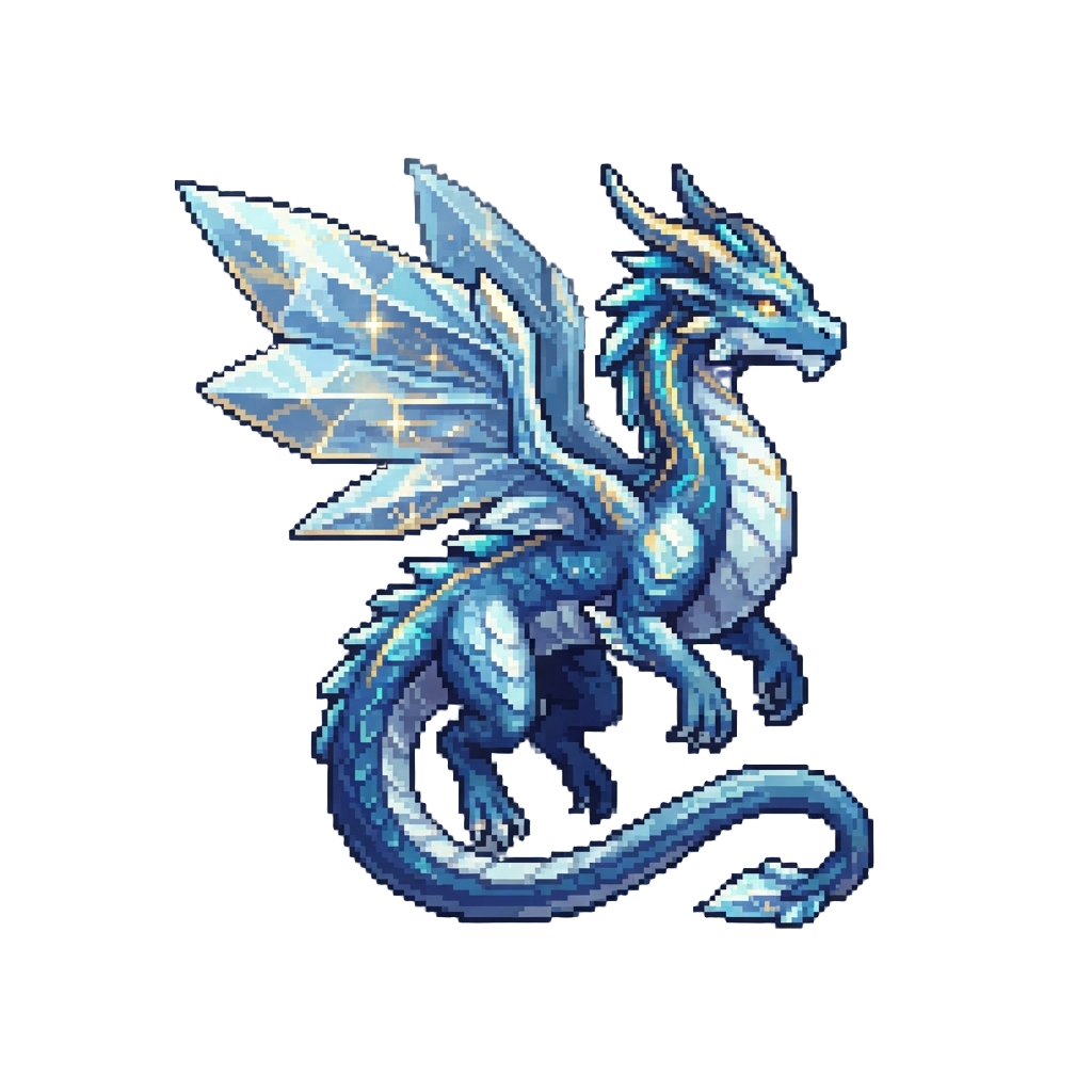 A Towering Celestial Dragon with Shimmering Crystal Wings