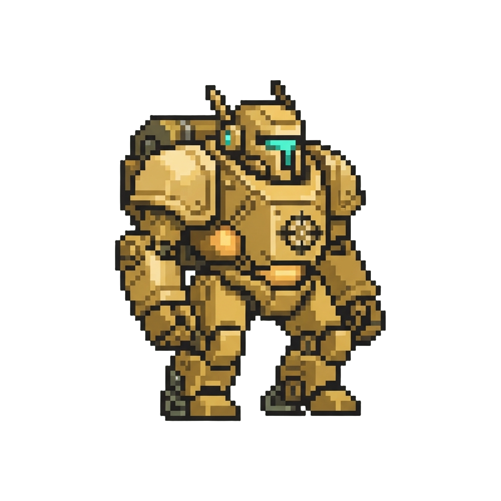 A Golden Armored Boss Mech Target