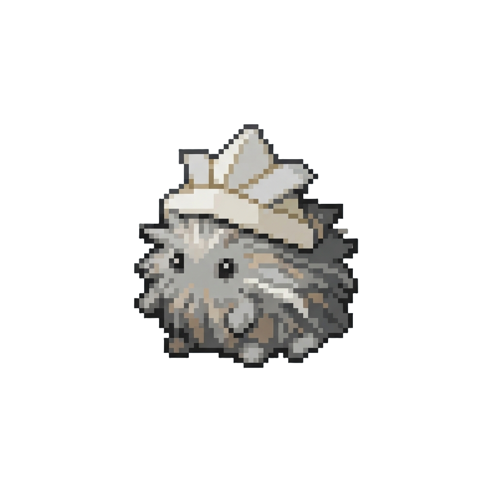 A Playful Dust Bunny Wearing a Tiny Paper Hat