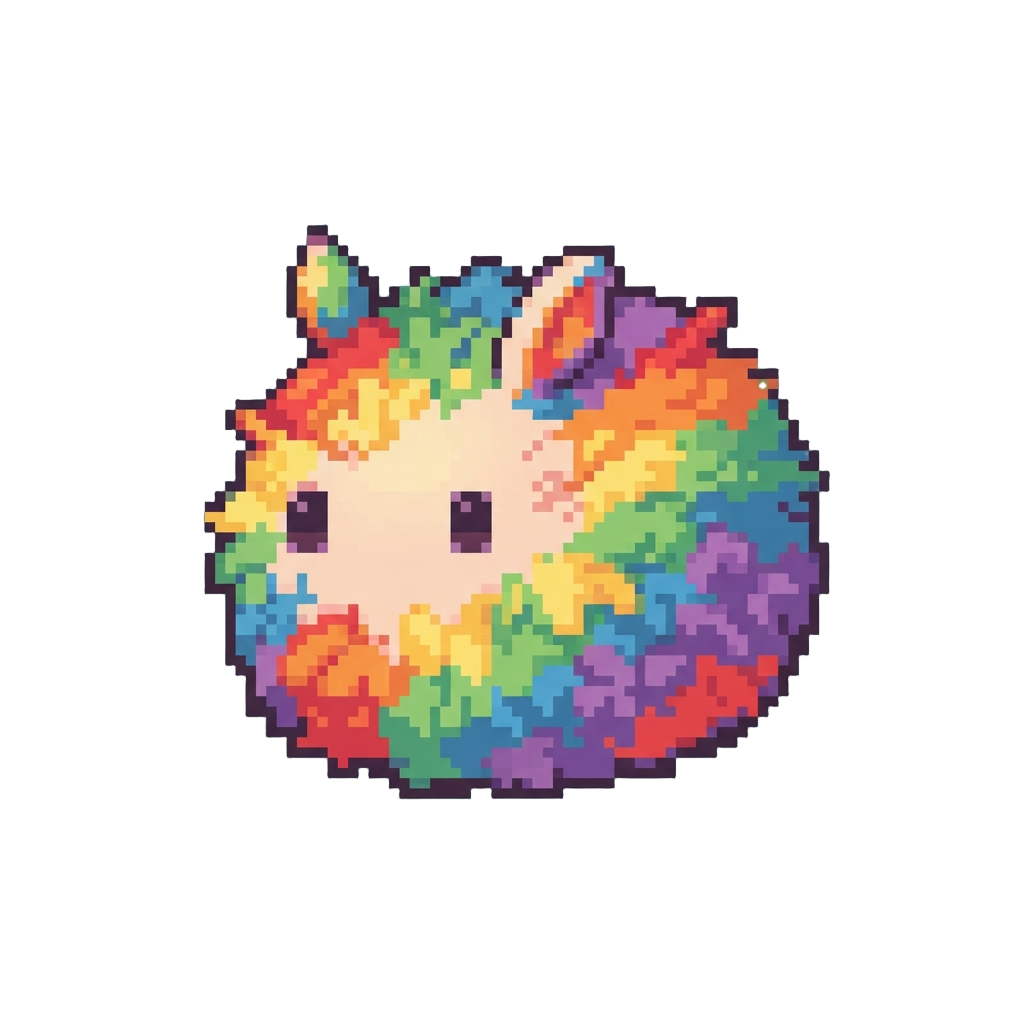 A Plump Dust Bunny Made of Rainbow Lint