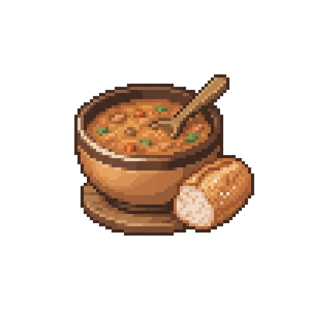 A Cozy Warm Soup Bowl with Crusty Bread