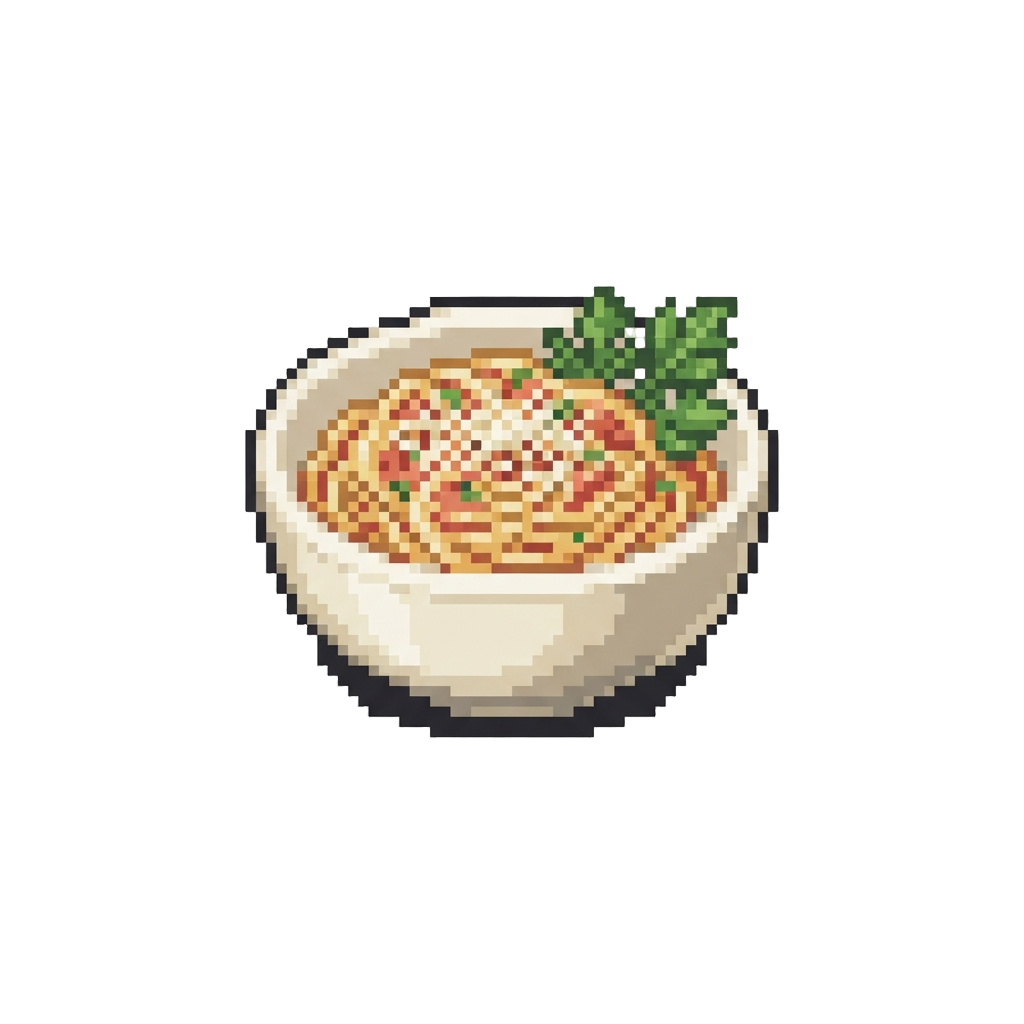 A Neat Pasta Bowl with Parmesan Sprigs
