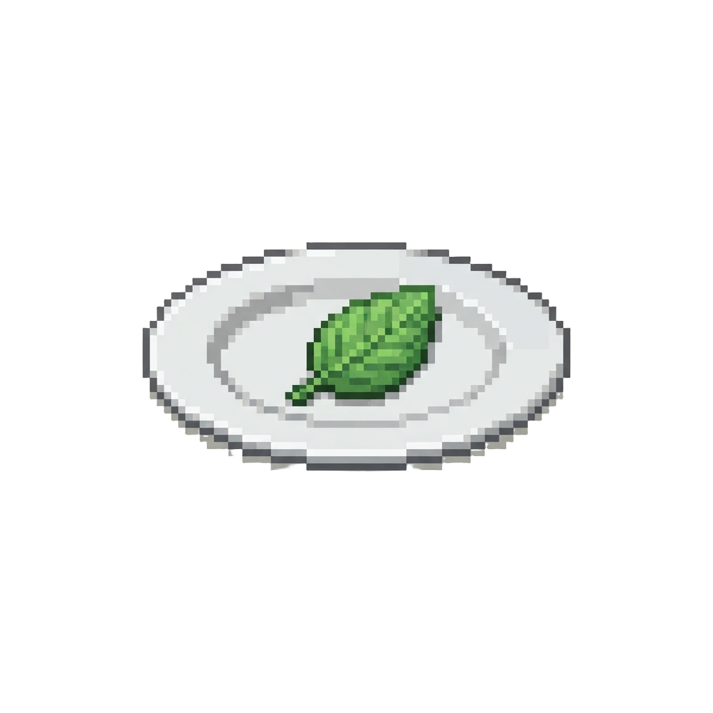 An Empty Plate with a Single Mint